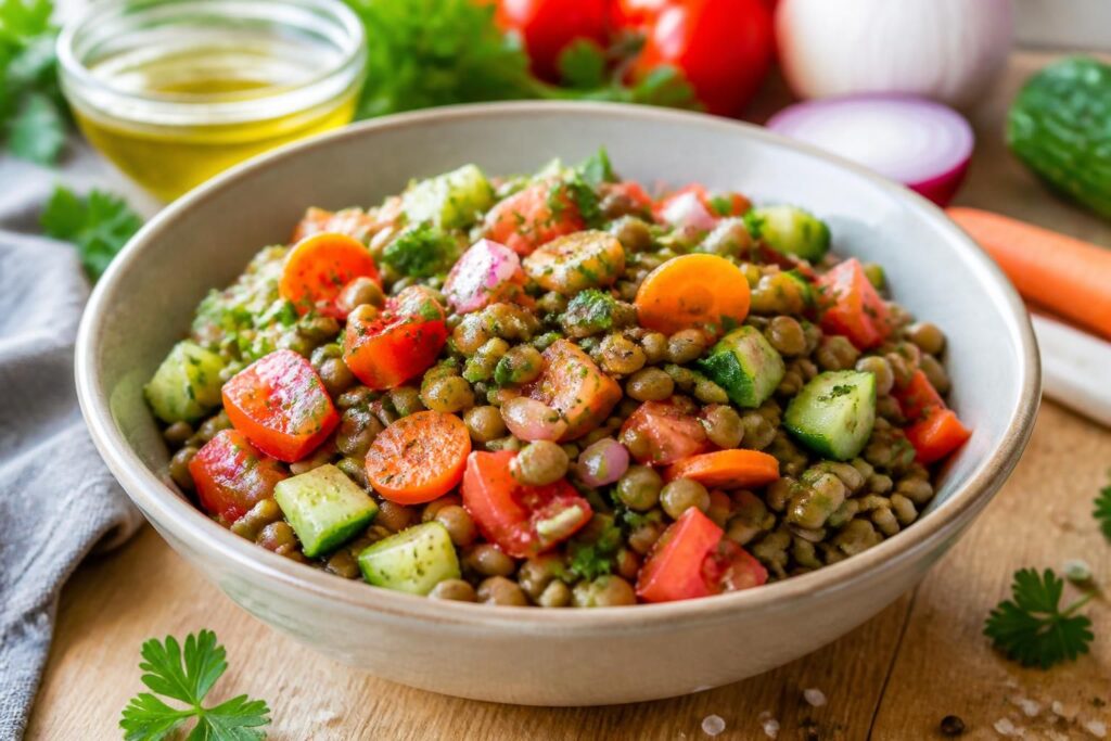 découvrez notre recette de salade de lentilles, alliant saveurs gourmandes et bienfaits pour votre santé. un plat sain, équilibré et facile à préparer pour votre bien-être au quotidien.