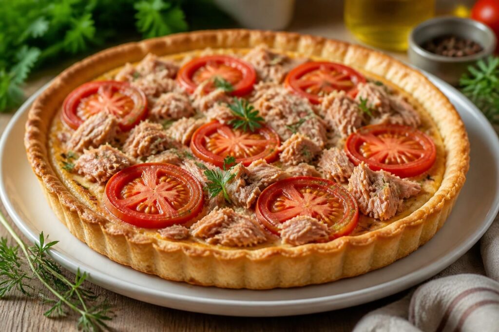 découvrez notre recette simple et rapide de tarte au thon à la tomate et moutarde, parfaite pour un repas savoureux et léger.