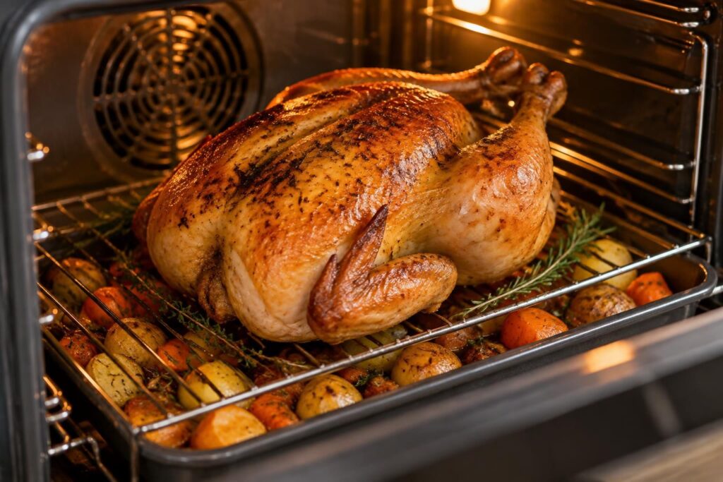 découvrez comment cuire un poulet au four à chaleur tournante : température, durée et astuces pour obtenir une peau dorée et une chair tendre.
