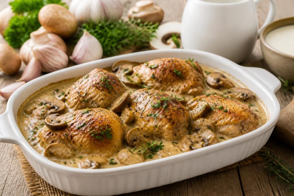 découvrez nos recettes savoureuses de poulet crème champignon, à préparer facilement au four ou avec votre cookeo pour un repas gourmand et rapide.