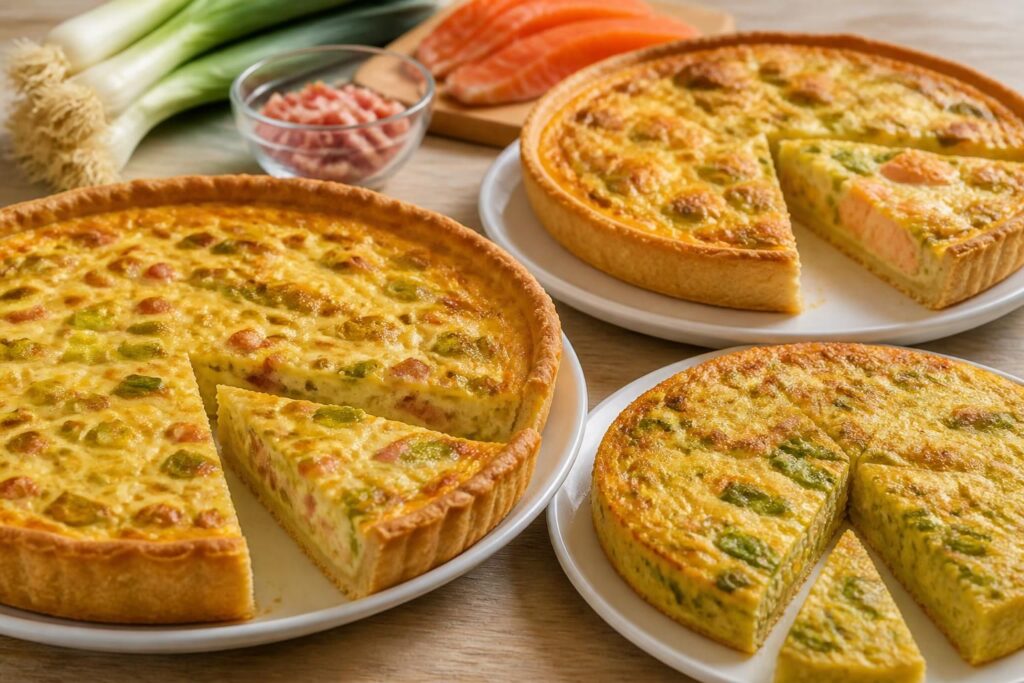 découvrez notre recette de quiche aux poireaux, déclinée avec lardons, saumon ou en version sans pâte, pour un plat savoureux et facile à préparer.