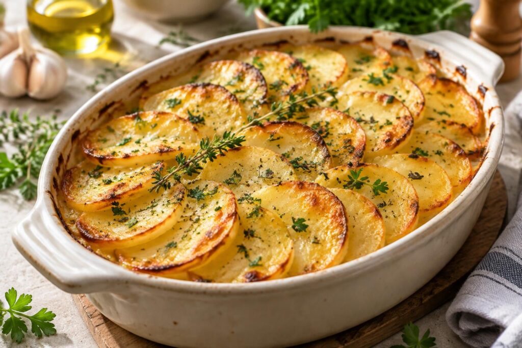 découvrez un gratin de pommes de terre léger et savoureux, préparé sans crème ni béchamel. une recette simple qui met les pommes de terre à l’honneur.