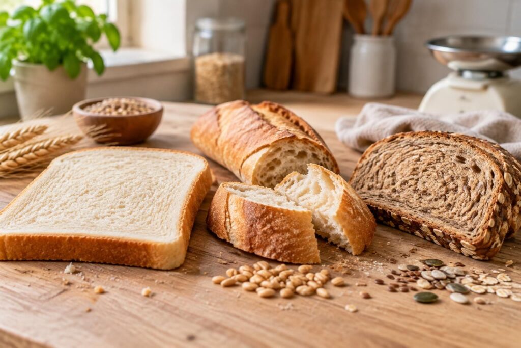 découvrez combien de calories contient une tranche de pain, une baguette ou du pain complet, et comparez leurs apports nutritionnels.