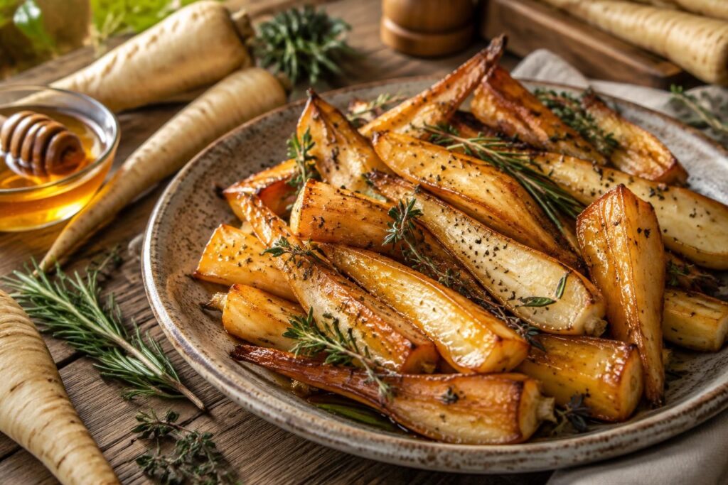 découvrez des recettes gourmandes de panais au four, délicieusement parfumés au miel, au romarin ou au sirop d’érable. faciles et savoureux !